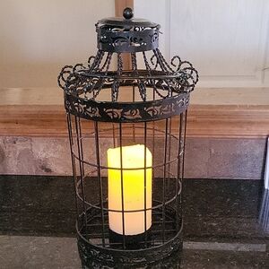 Elegant Large Black Metal Lantern Candle Holder
